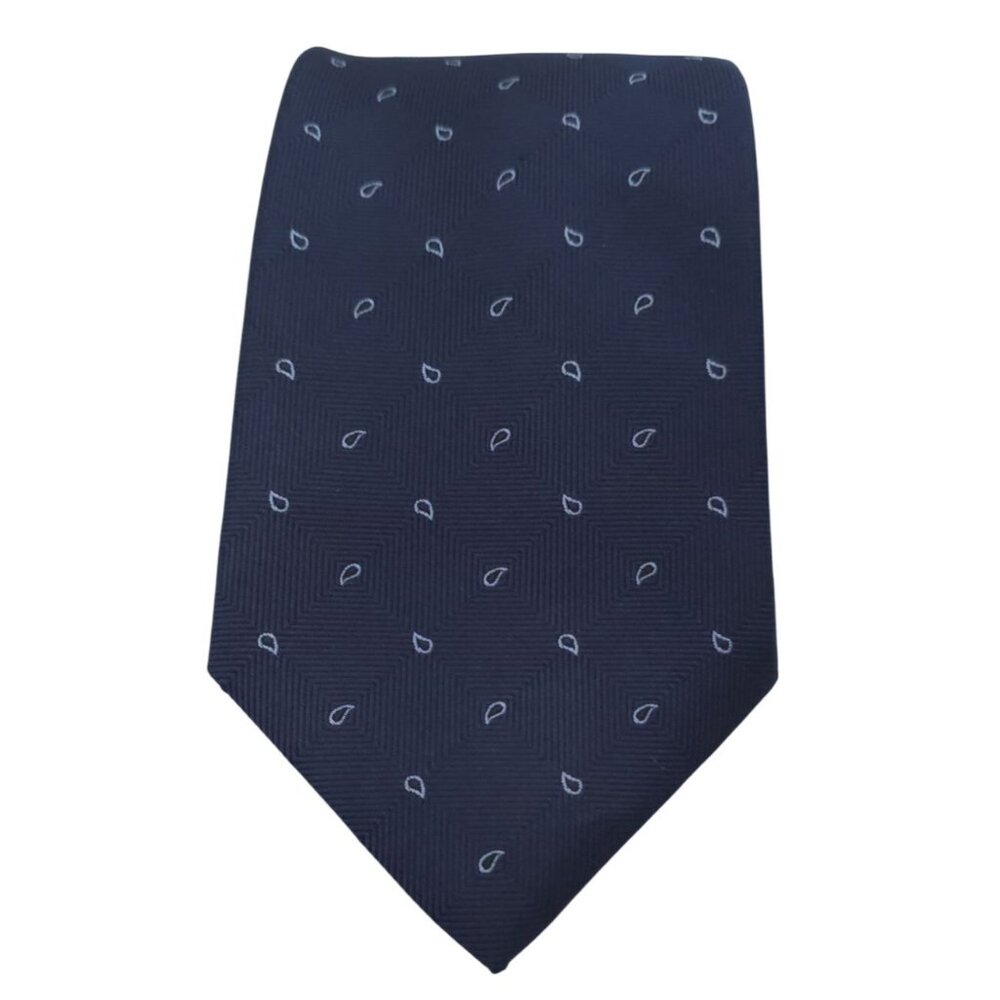 Brooks Brothers Navy Blue Paisley Silk Tie Stain Resistant 3.5-Inch Width